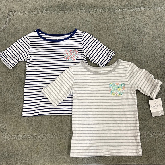 Carter’s Lot of 2 Striped Cotton Shirts Girl’s Size 5 NWT - Picture 4 of 10